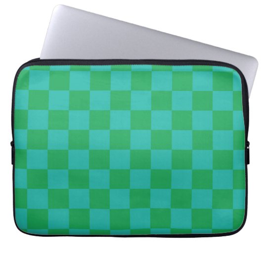 Green Blue Checkered Gingham Pattern Laptopschutzhülle (Vorderseite)