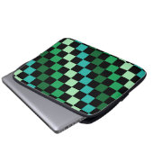 Green Blue Checkered Gingham Pattern Laptopschutzhülle (Vorne Knopf)