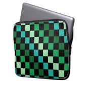 Green Blue Checkered Gingham Pattern Laptopschutzhülle (Vorderseite Links)