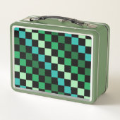 Green Blue Checkered Gingham Pattern Metall Brotdose (Rückseite)