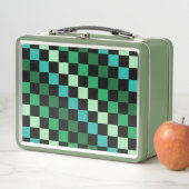 Green Blue Checkered Gingham Pattern Metall Brotdose (Beispiel)