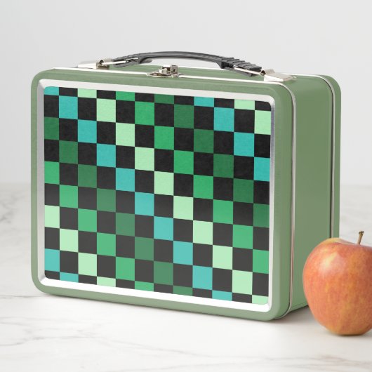 Green Blue Checkered Gingham Pattern Metall Brotdose (Beispiel)