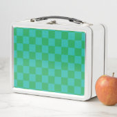 Green Blue Checkered Gingham Pattern Metall Brotdose (Beispiel)
