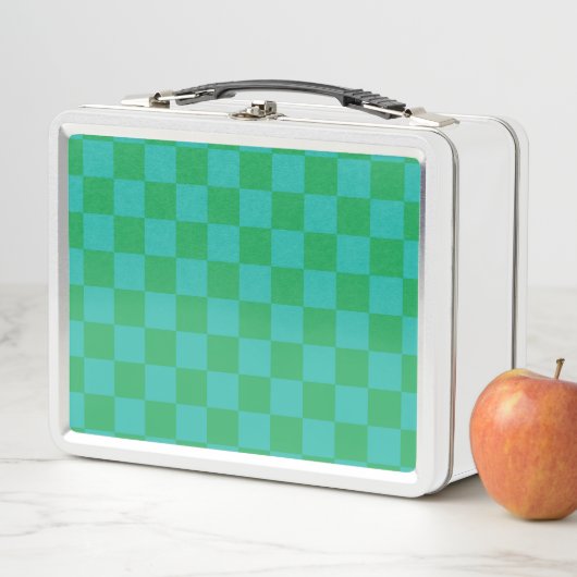 Green Blue Checkered Gingham Pattern Metall Brotdose (Beispiel)