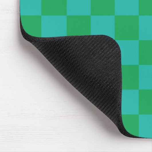 Green Blue Checkered Gingham Pattern Mousepad (Ecke)