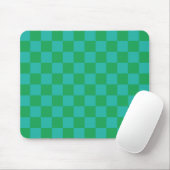Green Blue Checkered Gingham Pattern Mousepad (Mit Mouse)