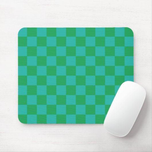 Green Blue Checkered Gingham Pattern Mousepad (Mit Mouse)