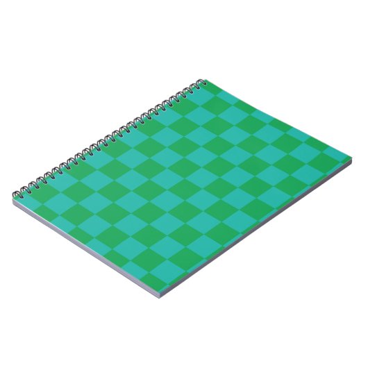 Green Blue Checkered Gingham Pattern Notizblock (Linke Seite)