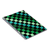 Green Blue Checkered Gingham Pattern Notizblock (Rechte Seite)