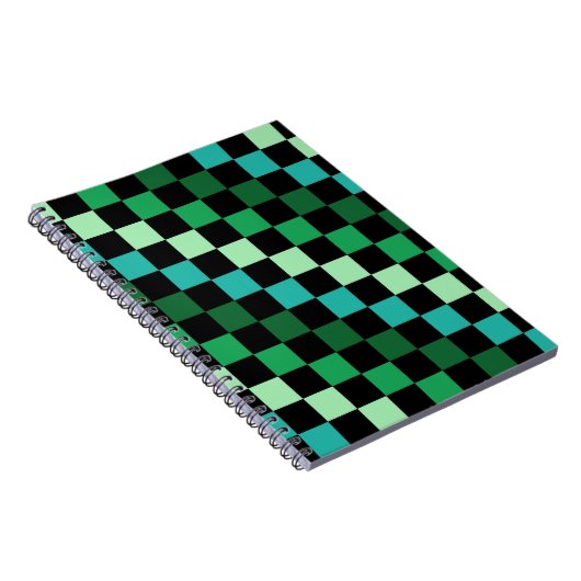 Green Blue Checkered Gingham Pattern Notizblock (Rechte Seite)