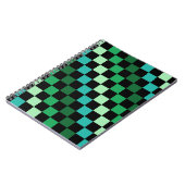Green Blue Checkered Gingham Pattern Notizblock (Linke Seite)