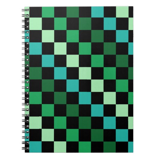 Green Blue Checkered Gingham Pattern Notizblock (Vorderseite)