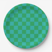 Green Blue Checkered Gingham Pattern Pappteller (Vorderseite)