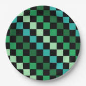 Green Blue Checkered Gingham Pattern Pappteller (Vorderseite)