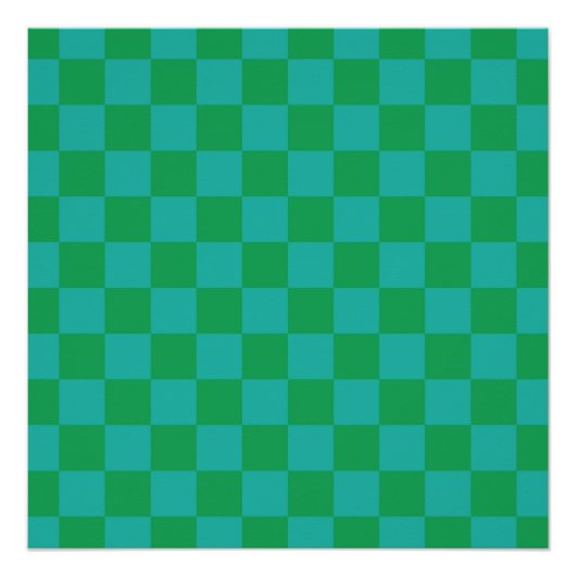 Green Blue Checkered Gingham Pattern Poster (Vorderseite)