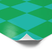 Green Blue Checkered Gingham Pattern Poster (Ecke)