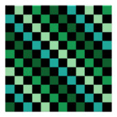 Green Blue Checkered Gingham Pattern Poster (Vorderseite)