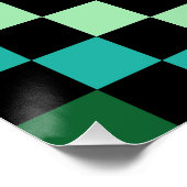 Green Blue Checkered Gingham Pattern Poster (Ecke)