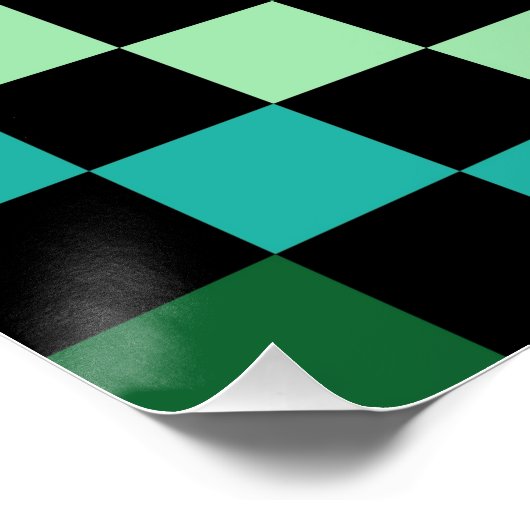 Green Blue Checkered Gingham Pattern Poster (Ecke)