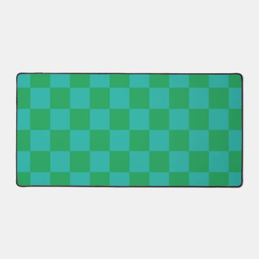 Green Blue Checkered Gingham Pattern Schreibtischunterlage (Vorderseite)