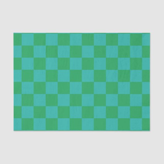 Green Blue Checkered Gingham Pattern Seidenpapier (Vorderseite)