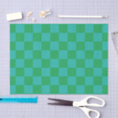 Green Blue Checkered Gingham Pattern Seidenpapier (Handwerk)