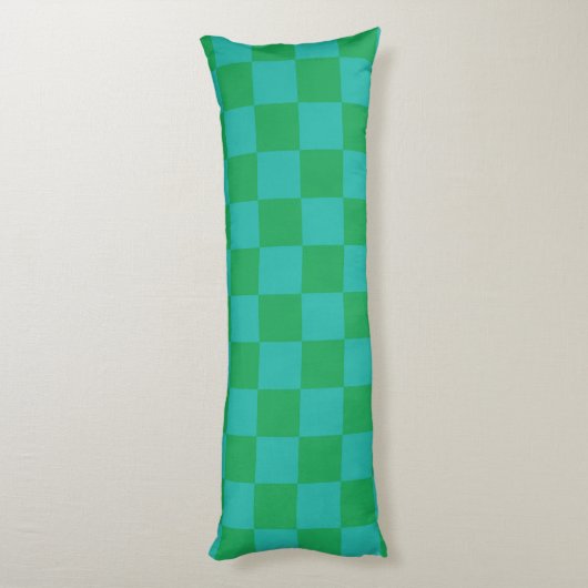 Green Blue Checkered Gingham Pattern Seitenschläferkissen (Rückseite (Vertikal))