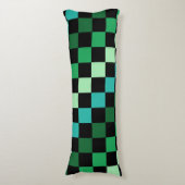 Green Blue Checkered Gingham Pattern Seitenschläferkissen (Vorderseite Vertikal)