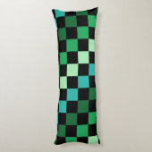 Green Blue Checkered Gingham Pattern Seitenschläferkissen (Rückseite (Vertikal))