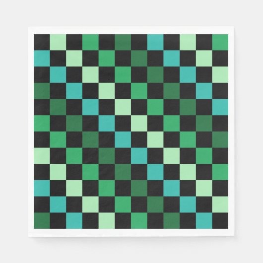 Green Blue Checkered Gingham Pattern Serviette (Vorderseite)