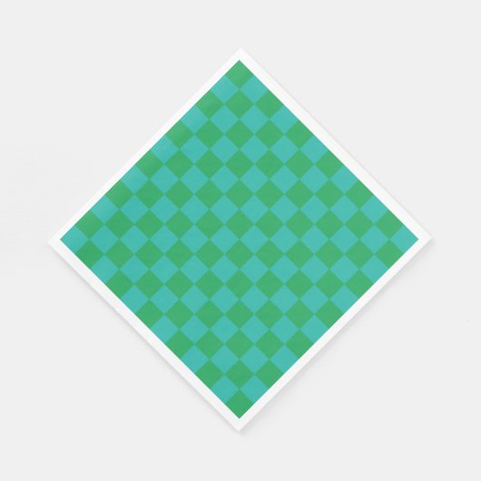 Green Blue Checkered Gingham Pattern Serviette (Ecke)