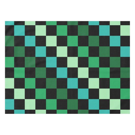 Green Blue Checkered Gingham Pattern Tischdecke (Vorderseite (Horizontal))