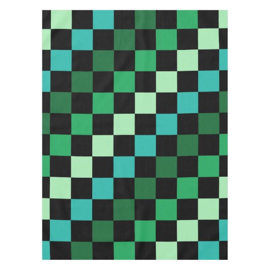 Green Blue Checkered Gingham Pattern Tischdecke (Vorderseite)