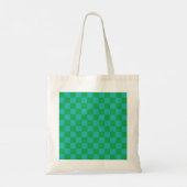Green Blue Checkered Gingham Pattern Tragetasche (Rückseite)