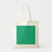 Green Blue Checkered Gingham Pattern Tragetasche (Vorne)