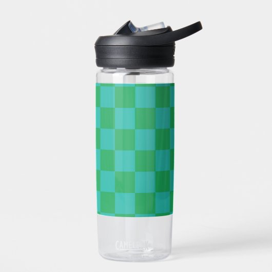 Green Blue Checkered Gingham Pattern Trinkflasche (Links)