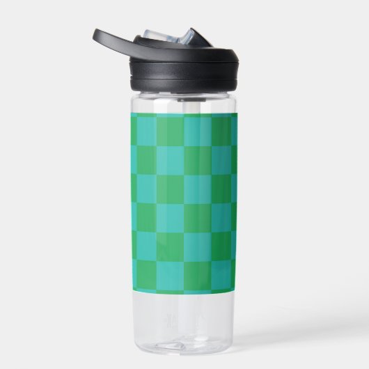 Green Blue Checkered Gingham Pattern Trinkflasche (Rechts)