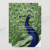 Green Blue Chic Peacock Wedding Einladung (Vorne/Hinten)