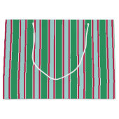 Green Blue Christmas Streifen Geschenktasche Große Geschenktüte (Vorderseite)