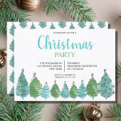 Green Blue Christmas Trees Party Einladung