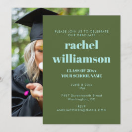 Green Blue Class of 2025 Foto Graduation Party Einladung