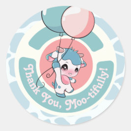 Green Blue Cow Muster Vielen Dank für den Rundaufk Runder Aufkleber