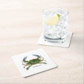 Green Blue Crab Nautical Coastal Shot Glass Rechteckiger Pappuntersetzer (Vor Ort)