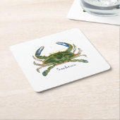 Green Blue Crab Nautical Coastal Shot Glass Rechteckiger Pappuntersetzer (angewinkelt)