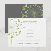 Green Blue Dandela Blume Liebe RSVP Card (Vorne/Hinten)