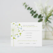 Green Blue Dandela Blume Liebe RSVP Card (Stehend Vorderseite)