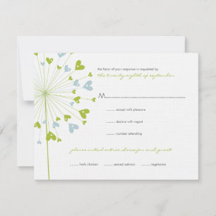 Green Blue Dandela Blume Liebe RSVP Card Karte