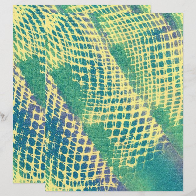 Green Blue Diamond Muster Yellow Scrapbook Paper (Vorne/Hinten)