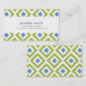 Green Blue Diamonds Ikat Pattern Telefonnummerkarte (Vorne/Hinten)