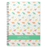 Green Blue Dinosaur Pattern Individuelle Name Notizblock (Vorderseite)